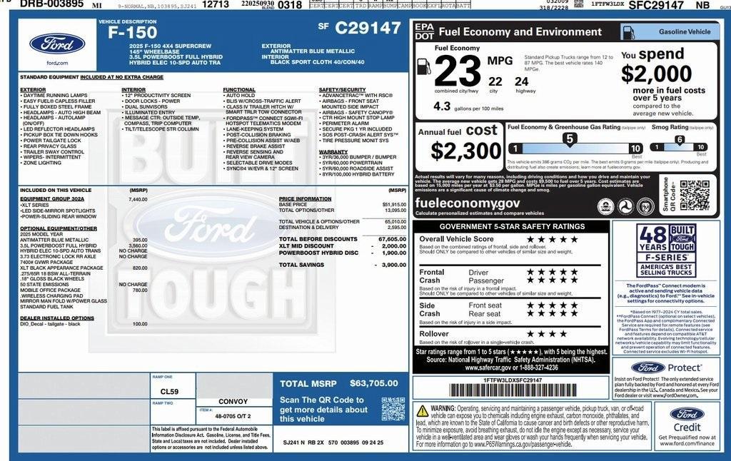 new 2025 Ford F-150 car, priced at $59,614