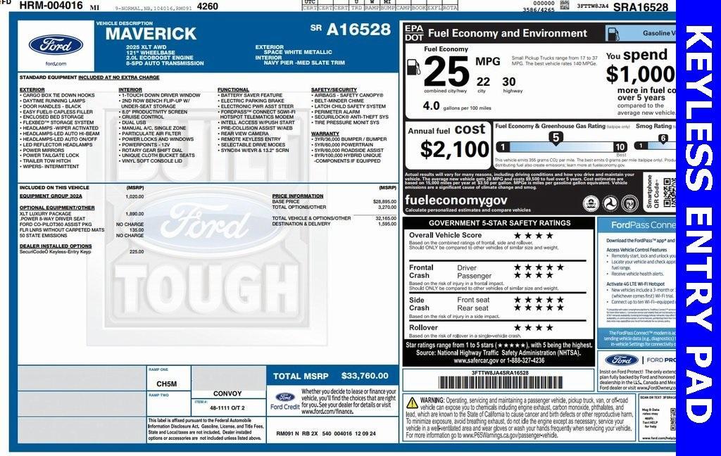 new 2025 Ford Maverick car, priced at $33,018