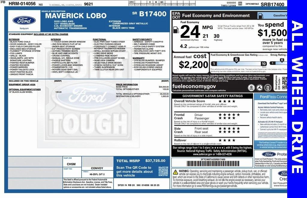 new 2025 Ford Maverick car, priced at $37,068