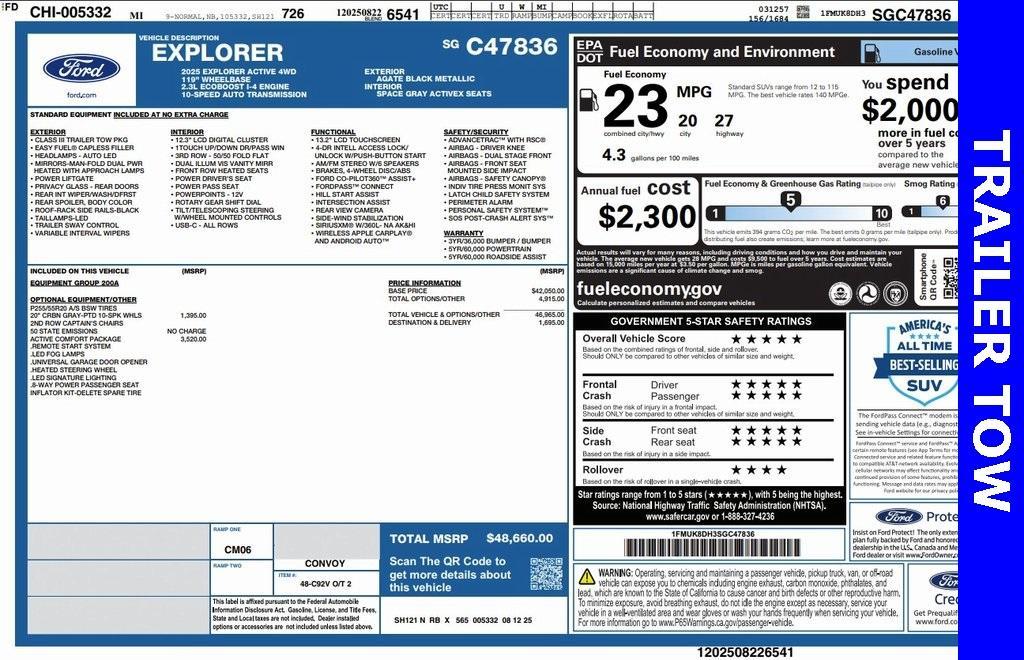 new 2025 Ford Explorer car, priced at $46,754