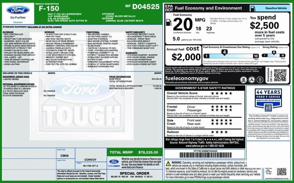 used 2021 Ford F-150 car, priced at $40,005