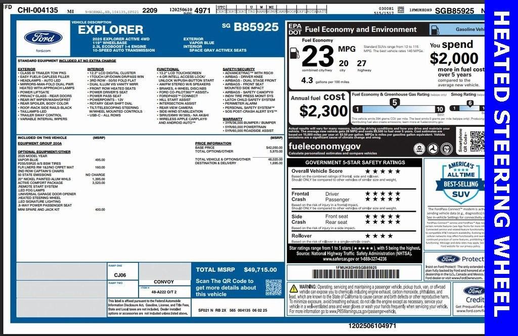 new 2025 Ford Explorer car, priced at $47,744