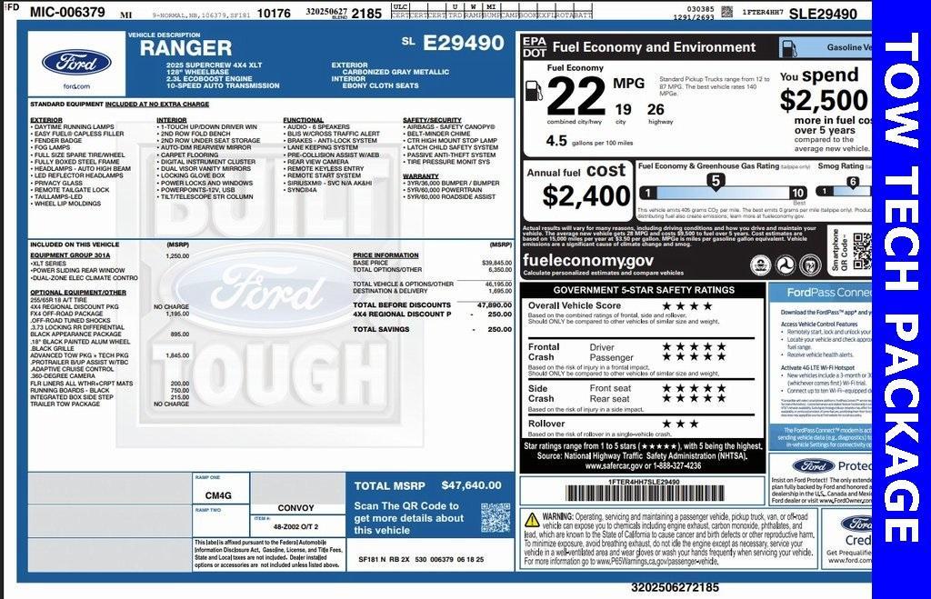 new 2025 Ford Ranger car, priced at $45,750