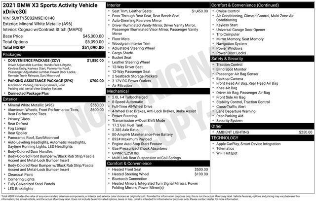 used 2021 BMW X3 car, priced at $26,500