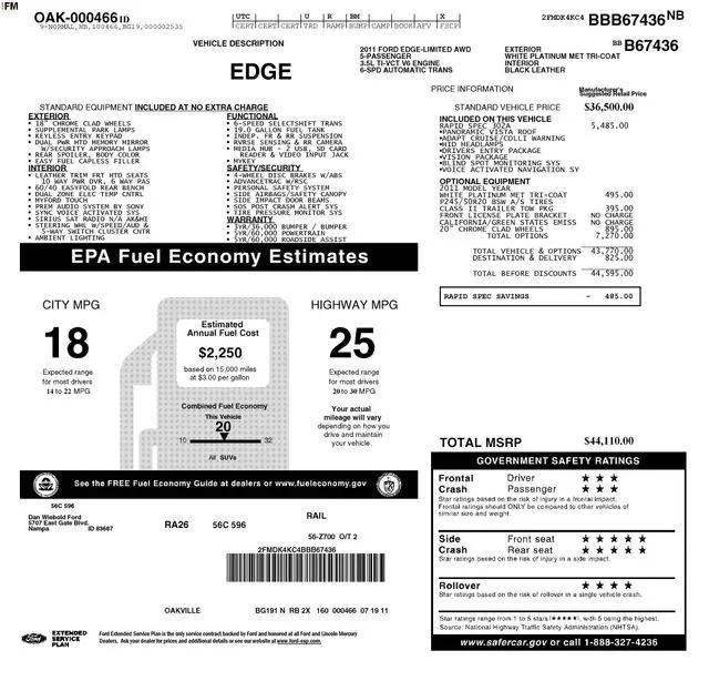 used 2011 Ford Edge car, priced at $8,500