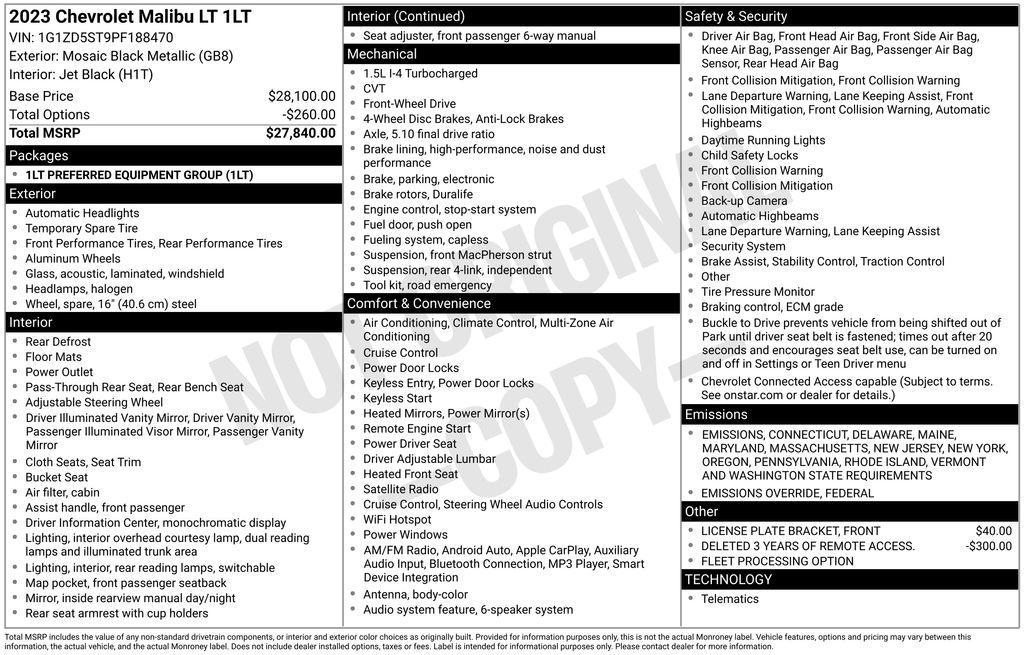 used 2023 Chevrolet Malibu car, priced at $19,548