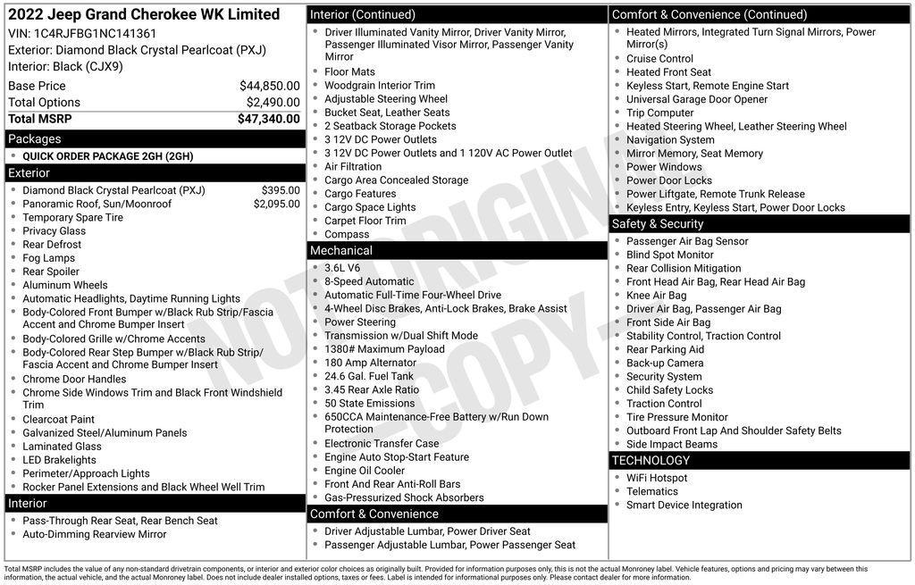 used 2022 Jeep Grand Cherokee WK car, priced at $30,549
