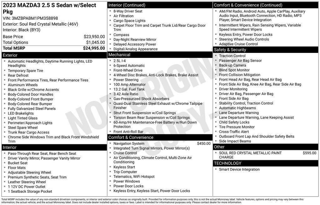 used 2023 Mazda Mazda3 car, priced at $20,000