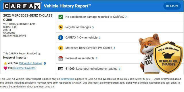 used 2022 Mercedes-Benz C-Class car, priced at $31,933