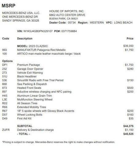 used 2023 Mercedes-Benz CLA 250 car, priced at $29,995