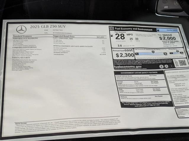 new 2025 Mercedes-Benz GLB 250 car, priced at $47,145