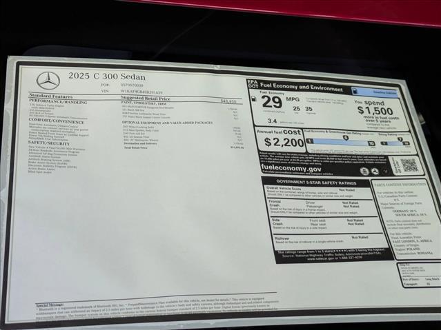 new 2025 Mercedes-Benz C-Class car, priced at $51,895