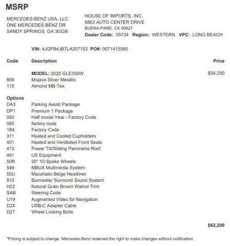 used 2020 Mercedes-Benz GLE 350 car, priced at $29,995