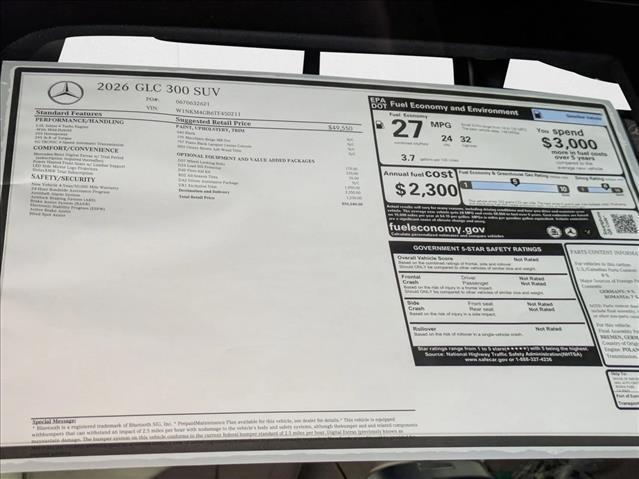 new 2026 Mercedes-Benz GLC 300 car, priced at $55,540