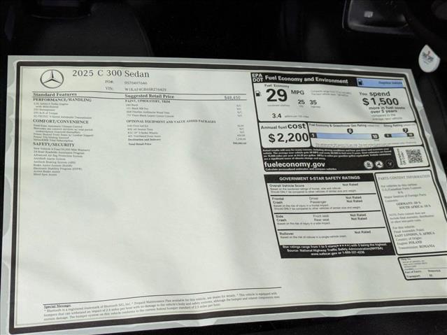 new 2025 Mercedes-Benz C-Class car, priced at $50,085
