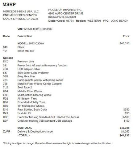 used 2022 Mercedes-Benz C-Class car, priced at $30,933
