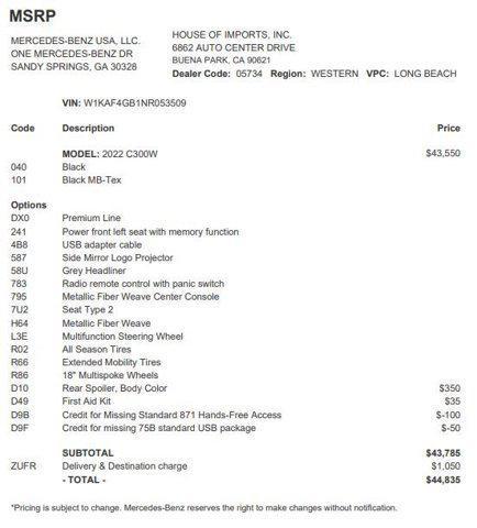 used 2022 Mercedes-Benz C-Class car, priced at $29,933