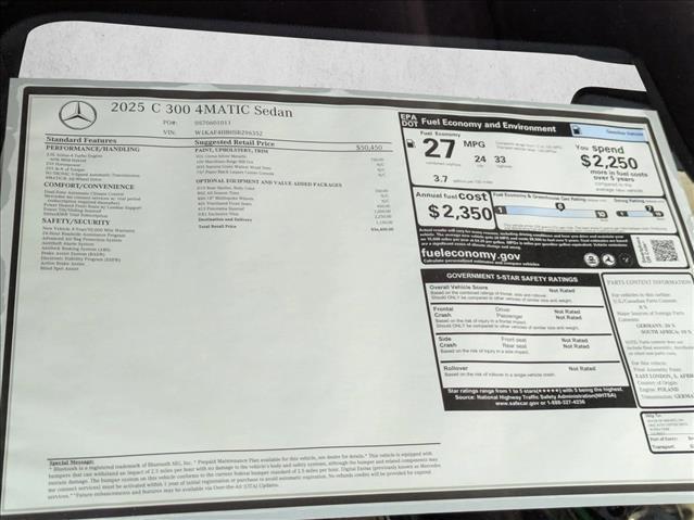 new 2025 Mercedes-Benz C-Class car, priced at $56,400