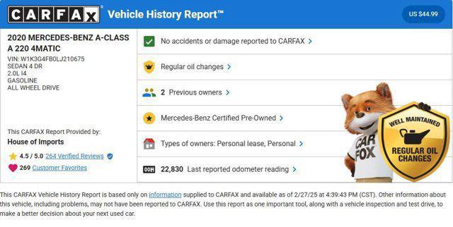 used 2020 Mercedes-Benz A-Class car, priced at $26,433