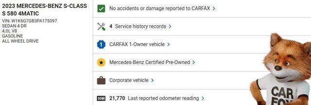 used 2023 Mercedes-Benz S-Class car, priced at $79,433