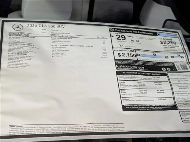 new 2026 Mercedes-Benz GLA 250 car, priced at $44,835