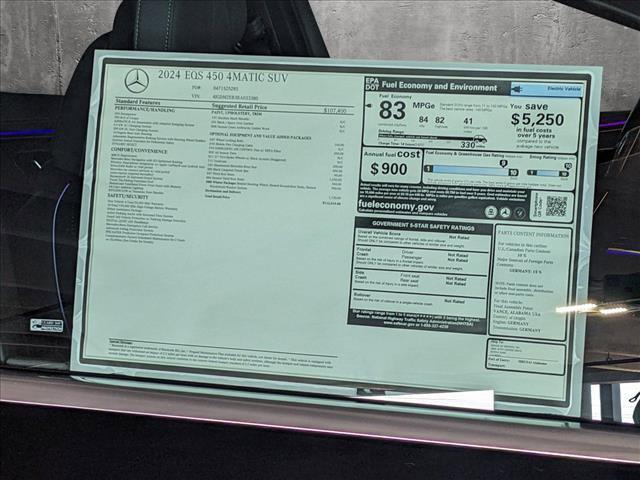 new 2024 Mercedes-Benz EQS 450 car, priced at $112,410