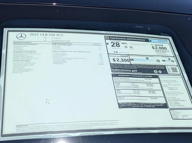 new 2025 Mercedes-Benz GLB 250 car, priced at $48,920
