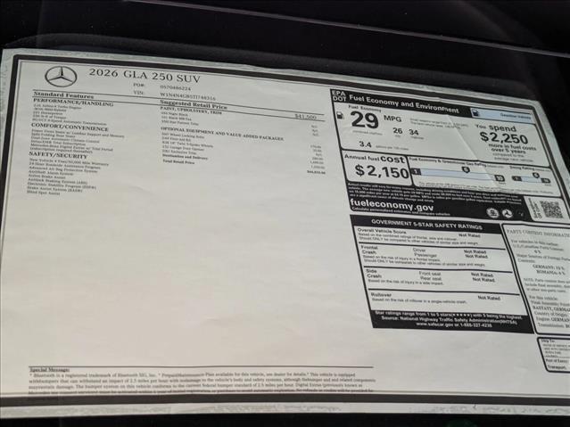 new 2026 Mercedes-Benz GLA 250 car, priced at $44,835