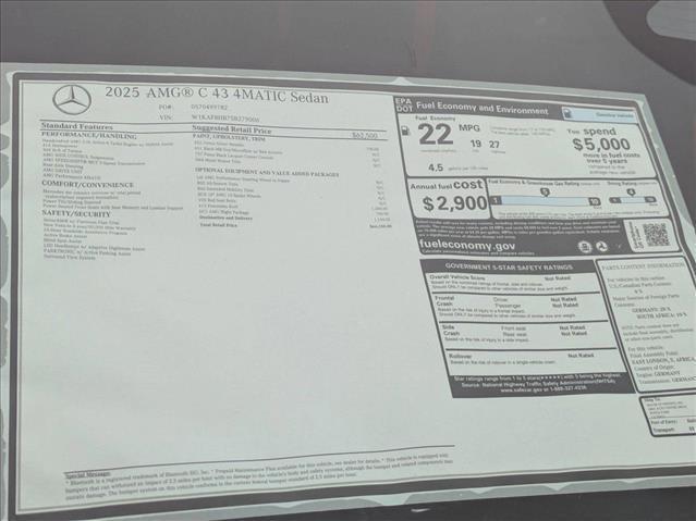 new 2025 Mercedes-Benz AMG C 43 car, priced at $66,150