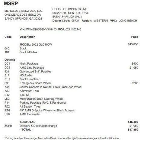 used 2022 Mercedes-Benz GLC 300 car, priced at $29,661