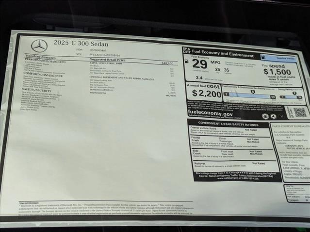 new 2025 Mercedes-Benz C-Class car, priced at $49,795