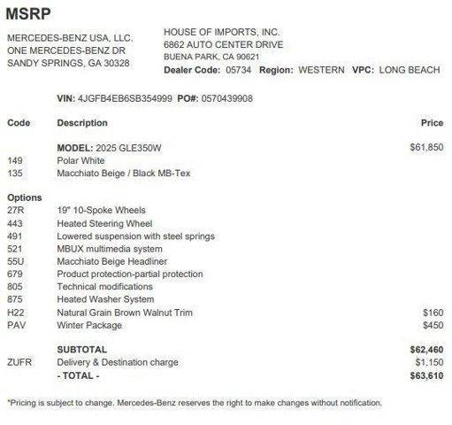 used 2025 Mercedes-Benz GLE 350 car, priced at $55,977