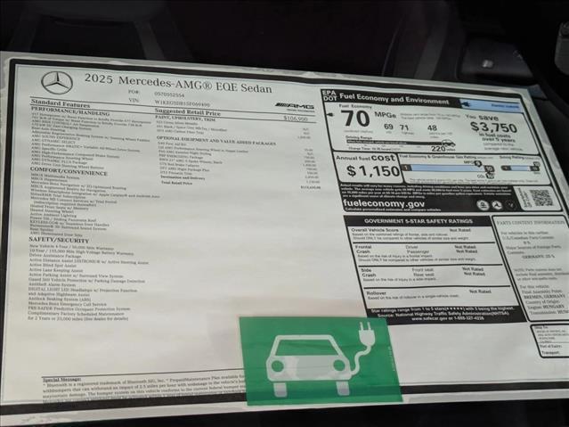 new 2025 Mercedes-Benz AMG EQE car, priced at $115,635