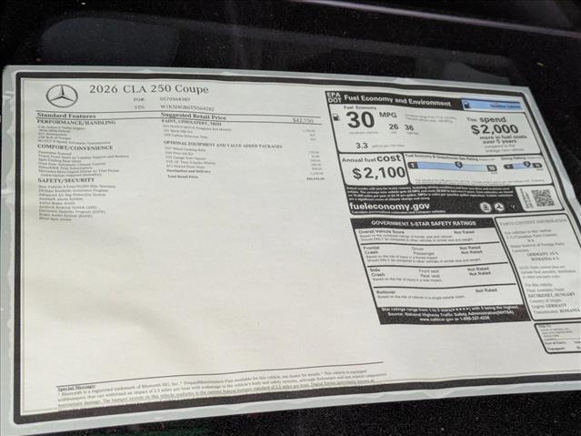 new 2026 Mercedes-Benz CLA 250 car, priced at $46,935