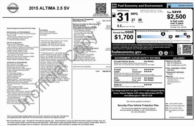 used 2015 Nissan Altima car, priced at $6,995