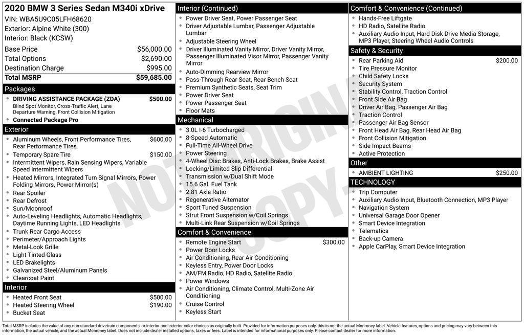 used 2020 BMW M340 car, priced at $28,780