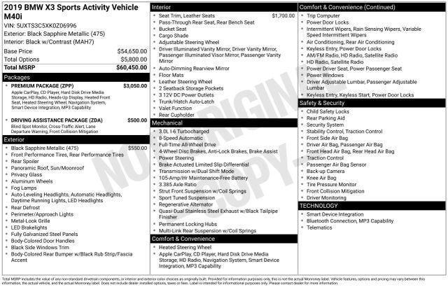 used 2019 BMW X3 car, priced at $25,480