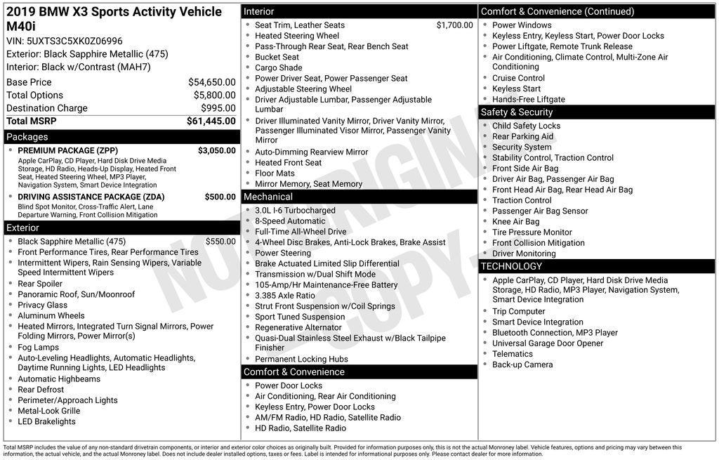 used 2019 BMW X3 car, priced at $25,480