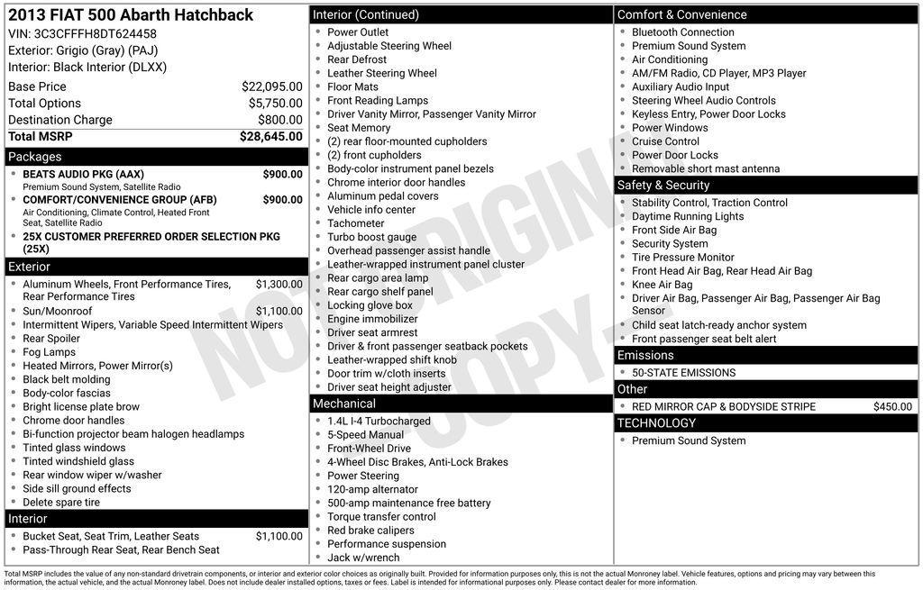 used 2013 FIAT 500 car, priced at $7,980