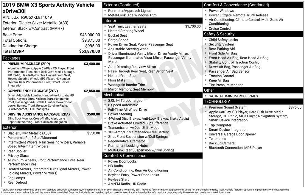 used 2019 BMW X3 car, priced at $12,480