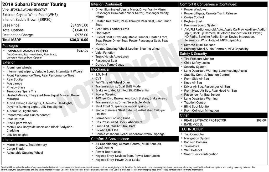 used 2019 Subaru Forester car, priced at $20,789