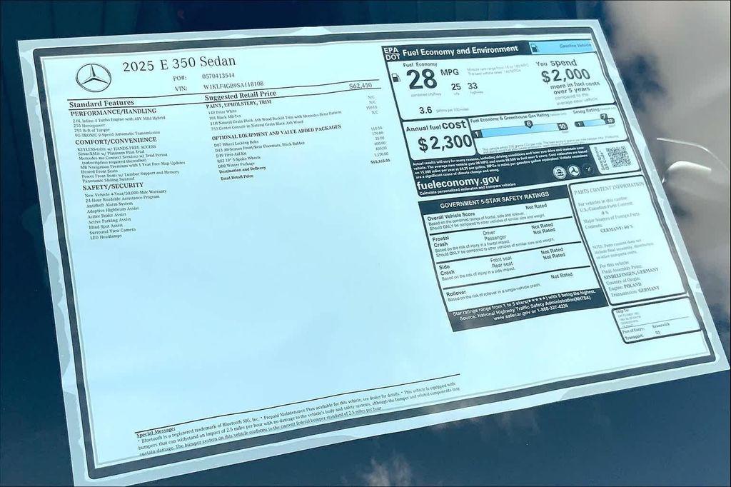 new 2025 Mercedes-Benz E-Class car, priced at $65,165