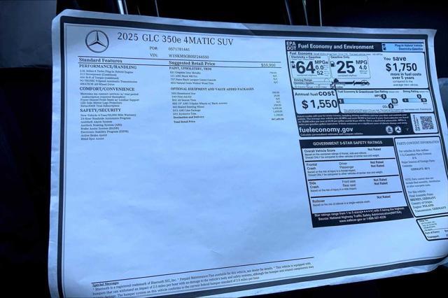 new 2025 Mercedes-Benz GLC 350e car, priced at $67,685