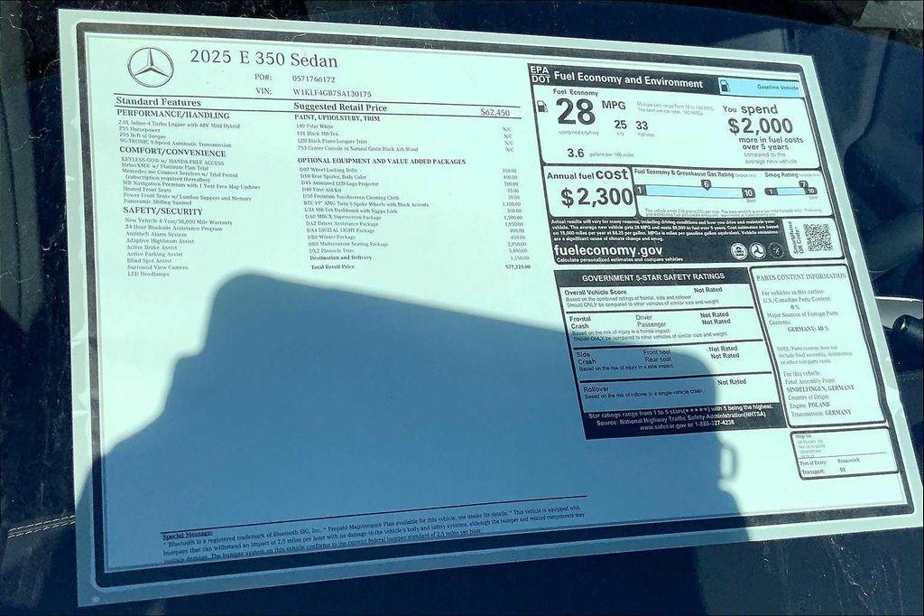 new 2025 Mercedes-Benz E-Class car, priced at $77,225