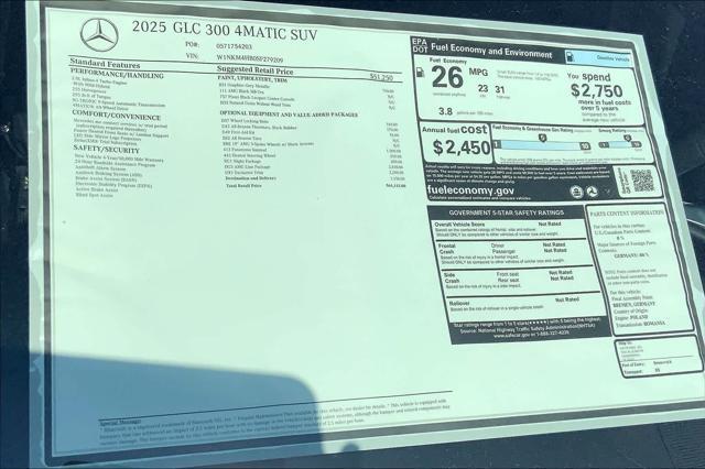 new 2025 Mercedes-Benz GLC 300 car, priced at $61,115