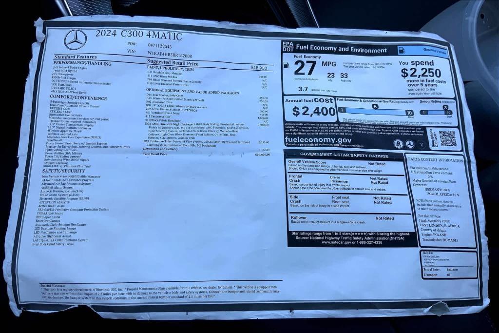 new 2024 Mercedes-Benz C-Class car, priced at $58,600
