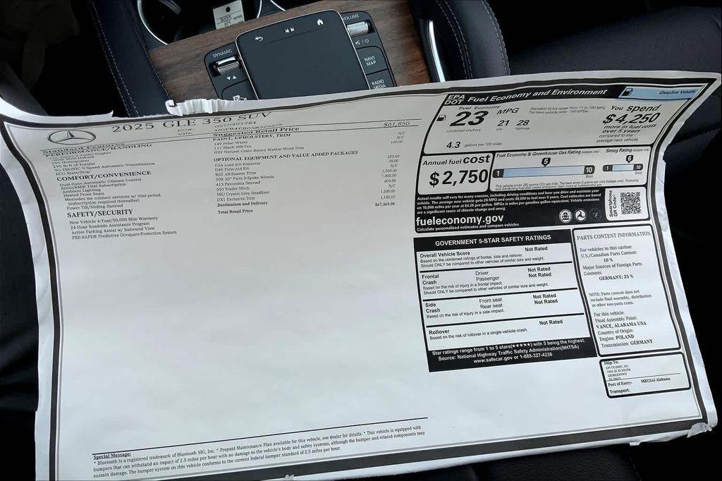 new 2025 Mercedes-Benz GLE 350 car, priced at $67,365