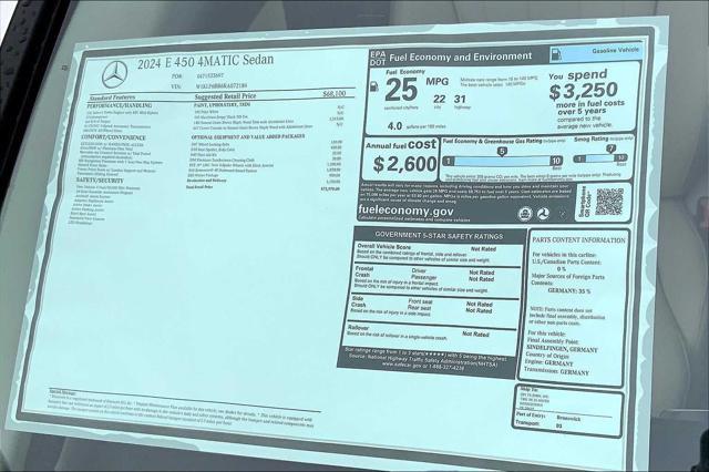 new 2024 Mercedes-Benz E-Class car, priced at $73,970