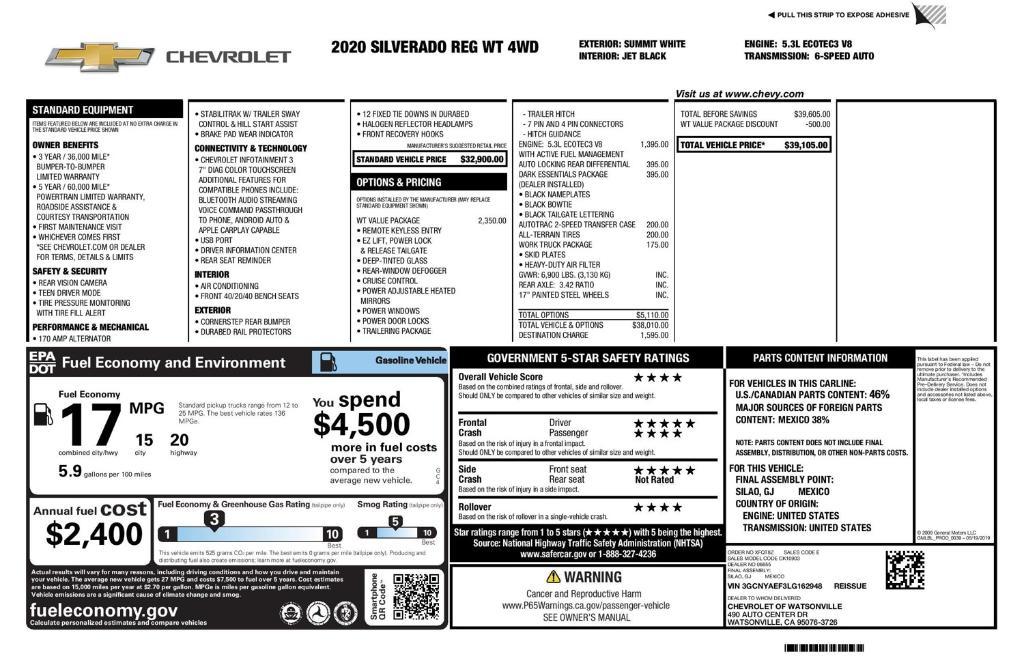 used 2020 Chevrolet Silverado 1500 car, priced at $26,990