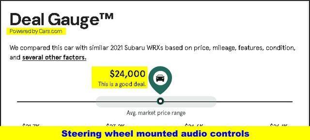 used 2021 Subaru WRX car, priced at $24,000